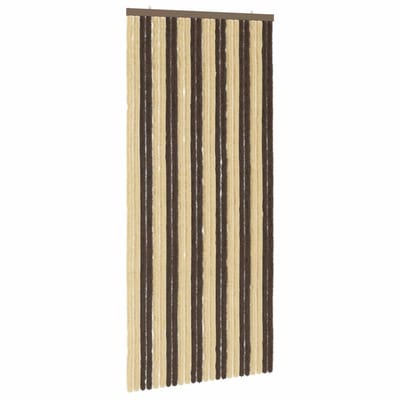 vidaXL - Insecten - Gordijn - Chenille - Donkerbruin - en - Beige - 100 - x - 220 - cm