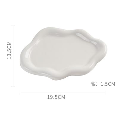 Plateau Nuage Créatif Plateau de Rangement pour Bijoux en Céramique Plateau pour Gâteaux, Collations, Desserts Plateau Aromathérapie Ornements de Haute Valeur white