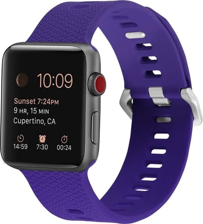 By Qubix - Geschikt voor Apple Watch bandje - Siliconen bandje met motief - Paars - Geschikt voor Apple Watch 38mm / 40mm / 41mm / 42mm - Smartwatch bandje
