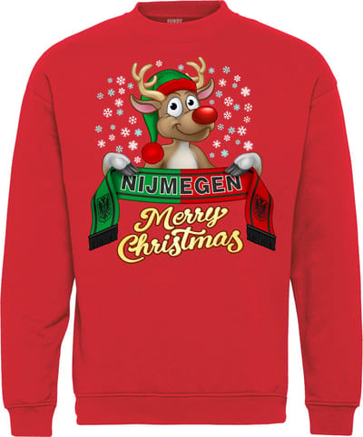 Kersttrui Nijmegen | Foute Kersttrui Dames Heren | Kerstcadeau | NEC supporter | Rood | maat XS