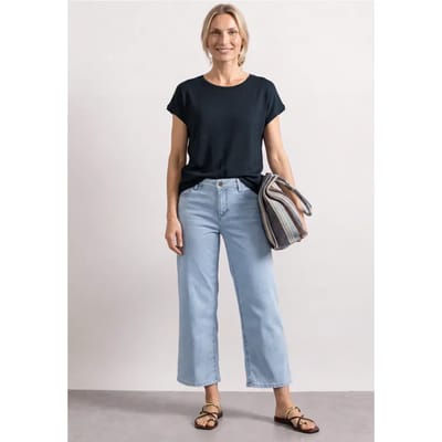 Shirt met ronde hals en losse schouders