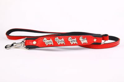 Dog's Companion - Leren Hondenriem West Highland Terrier - Lengte: 120cm (8 mm), Kleur: Rood