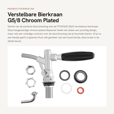Dailygoods- Bierkraan met Verstelbare Doorstroom - Tapkraan - Dispenser - Antiroest - Goed Sealing - Geschikt voor Bars en Thuis - Tap