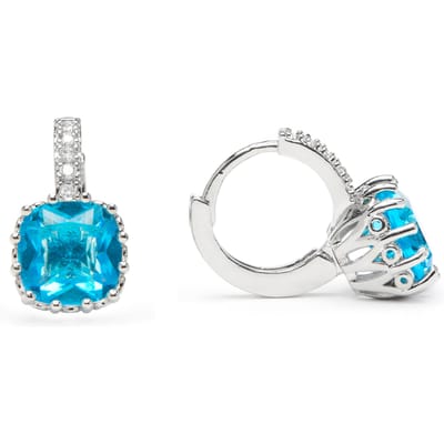 Luxenter Oorbellen met blauwe topaas zirkonia, zilveren afwerking - Rilhi