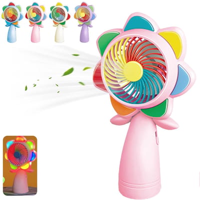 Hand Ventilator - Draagbare Ventilator - Mini Fan Oplaadbaar - Elektrisch Draagbare Handventilator - Kleine Portable Ventilator met USB - Mini Ventilator - Lichtgewicht - Stille - Met ledverlichting - Voor Thuiskantoor, Reizen, Buiten - 1 Stuk Roze