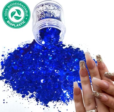 Chunky Glitters (Blauw) [Volume 8g - Festival Glitter Outfit Nagel Decoratie Versiering - Manicure Kunstnagels Nepnagels Acryl Nagels - Kinderen Volwassenen Dames Glitters]