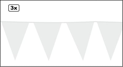 3x Giga Vlaggenlijn wit 30cm x 45cm 10meter - Vlaggen XL Groot thema feest festival 3 stuks