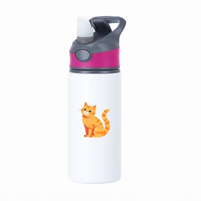 Hacebo® - Kat waterfles met rietje roze - Katten - Dieren liefhebbers - Kater - huisdieren - dierendag - water fles - 650ML