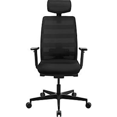 Schäfer Shop Select SSI PROLINE NEW WORK bureaudraaistoel, zwart net, met hoofdsteun, zwart frame