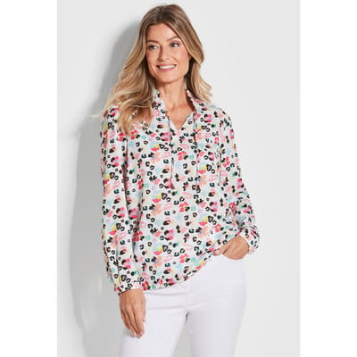 Tijdloze blouse met unieke print - meerkleurig / gedess. - Gr. 44 van Goldner Fashion