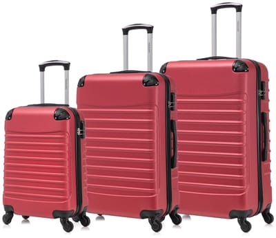 Travelerz Rome Kofferset 3-Delig – Handbagage 39L + Large 69L + Extra Large 95L – Lichtgewicht ABS – Spinner Wielen – Burgundy – Met Cijferslot