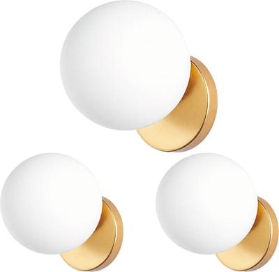 Set van 3 Wandlamp Binnen Wandlampen Moderne Wit Glas voor Slaapkamer Woonkamer Badkamer Goud
