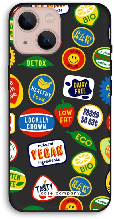 Case Company® - Hoesje geschikt voor iPhone 13 hoesje - Fruitsticker - Biologisch Afbreekbaar Telefoonhoesje - Bescherming alle Kanten en Schermrand