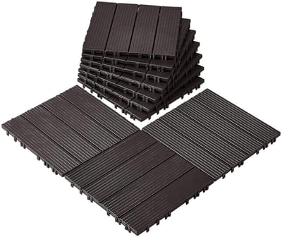 In elkaar grijpende dektegels - Buiten vloertegels - Terras en balkon - Waterdicht en weerbestendig - 30x30 cm - Donkerbruin