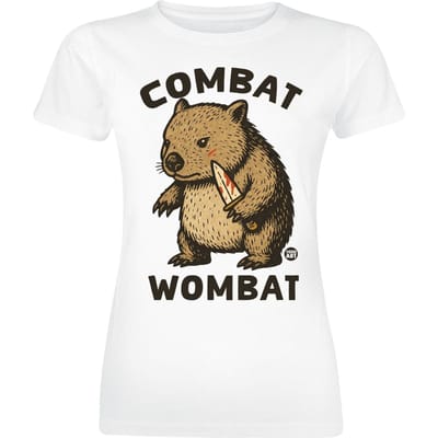 Todd Goldman - Fun T-shirt - Combat Wombat - S tot XXL - voor Vrouwen - wit