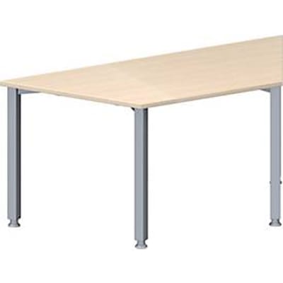 Schäfer Shop  Genius Vergadertafel MODENA FLEX, in hoogte verstelbaar, trapeziumvorm, 4-poot vierkante buis, B 1600 x D 800 mm, esdoornpatroon