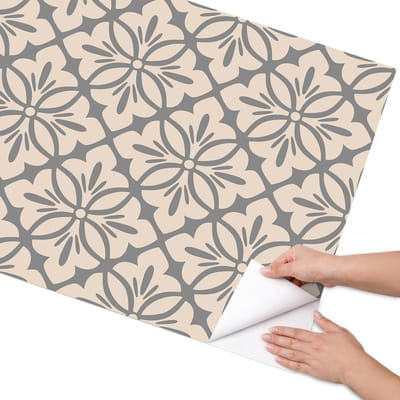 Coloray Meubel Wrap Folie - Beige Meubelfolie - 75x150 cm - Wrapfolie Keuken Bloemenpatroon - Decoratiefolie - Klassiek Meubelfolie - Meubel Wrap Folie - Woonkamer decoratie - Achtergronden en patronen