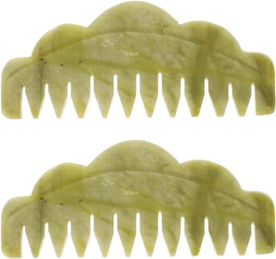 Massagekam van Jade - 2 Stuks - Gua Sha Kam voor Gezicht en Lichaam - Natuurlijke Jade Massager voor Ontspanning en Verzorging