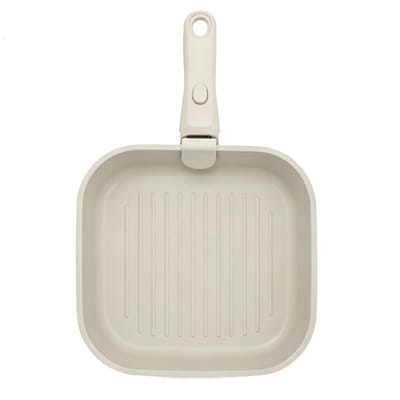 Poêle à griller antiadhésive Chauffage uniforme Poêle à griller avec poignée amovible pour toutes les plaques de cuisson L gray