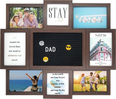 Letterbord - Henzo - Collagelijst voor 8 foto's plus tekst - Bruin