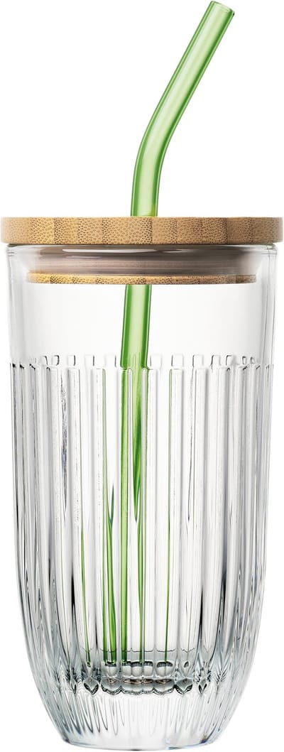 Ouessant Smoothie Glas 45cl Met Deksel Glazen Rietje En Borstel