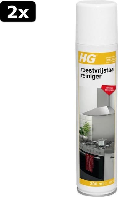2x HG roestvrijstaal reiniger - 300ml - onzichtbare beschermlaag - reinigt snel en streeploos