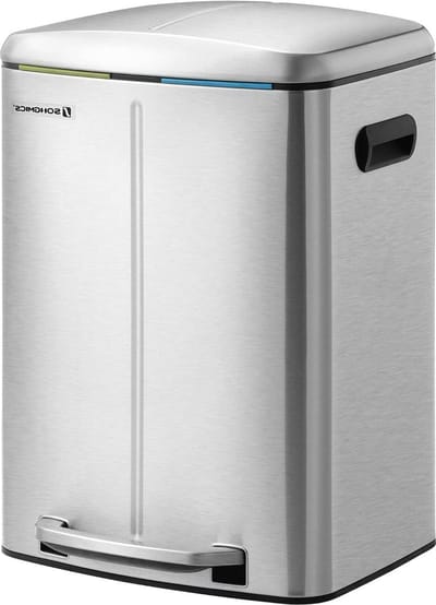 Dubbele Vuilnisbak 2 x 20L Metalen Vuilnisbakken - Plastic Binnenemmers - Scharnierend Deksel - Soft Closure - Luchtdicht - zilver vuilnisbak 60 liter