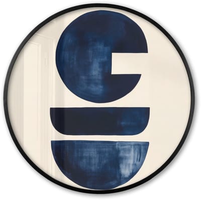 Poster in lijst Rond - Fotolijst 60x60 cm - Posters - Vormen - Blauw - Abstract - Ronde posterlijst zwart - Decoratie - Wanddecoratie woonkamer - Muurdecoratie slaapkamer