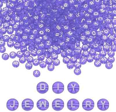 Letterkralen, 1000 stuks, 4 x 7 mm, acryl, alfabet, kralen, vriendschapsarmband, doe-het-zelf kit voor armbanden, sieraden maken, lichtpaars