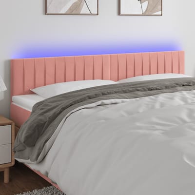 vidaXL - Hoofdbord - LED - 160x5x78/88 - cm - fluweel - roze
