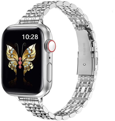 Stalen bandje - RVS - geschikt voor Apple Watch series 1/2/3/4/5/6/7/8/9/10/11/ SE (1,2,3) / Ultra (1,2,3) met maat 44 mm / 45 mm / 46 mm / 49 mm - zilver