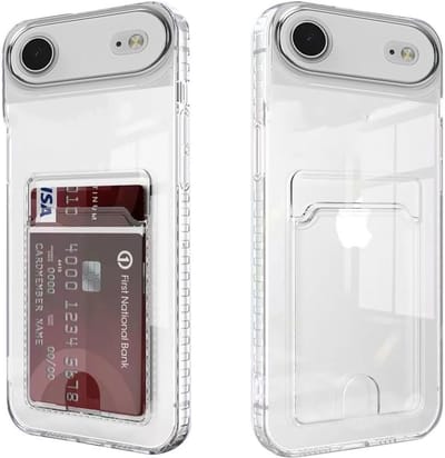 Hoesje Geschikt voor iPhone Air hoesje met pasjeshouder transparant Shock proof case met Kaarthouder - iPhone Air hoesje transparant - iPhone Air pasjeshouder hoesje - Kaarthouder - Hoesje