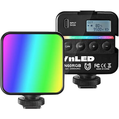YONGNUO YN60RGB LED Mini-pocketvideolamp Draagbaar RGB-fotografielicht met twee kleuren