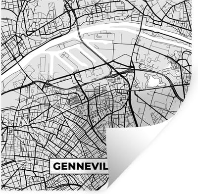 Muurstickers - Sticker Folie - Plattegrond - Kaart - Stadskaart - Frankrijk - Gennevilliers - 100x100 cm - Plakfolie - Muurstickers Kinderkamer - Zelfklevend Behang XXL - Zelfklevend behangpapier - Stickerfolie
