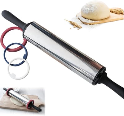 Deegroller Roestvrij Staal - Bakaccessoires - Bakken Thuis - Verstelbare Dikte - 48 cm - Zilverkleurig