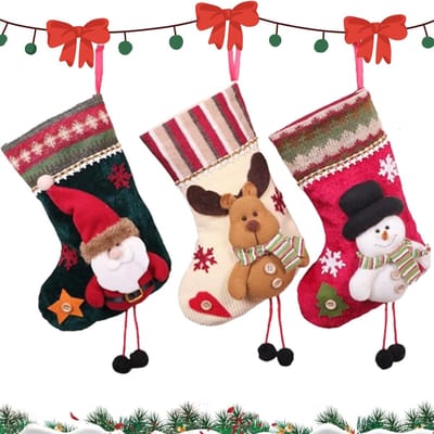 Kerstsokken - Kerstversiering - Sokken - Kerstmis - Kerstmanlaarsvullers - Kerstkousvullerset - Geweldig voor kerstversiering - Cadeaus - Feestartikelen - Open haard - 3-pack