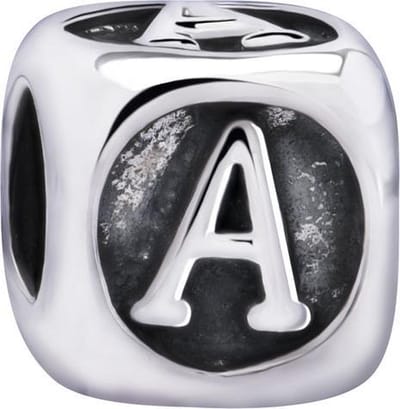 Quiges - 925 - Zilveren - Bedels -Sterling zilver - Beads - Alfabet Letter A Kraal Charm - Geschikt – voor - alle bekende merken - Armband Z424