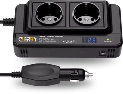 Clerby Auto Omvormer 12V - 2x 230V Stopcontact - 4x USB Oplaadpoorten - Spanningsomvormer - Gemodificeerde Sinus - Sigarettenaansteker Splitter