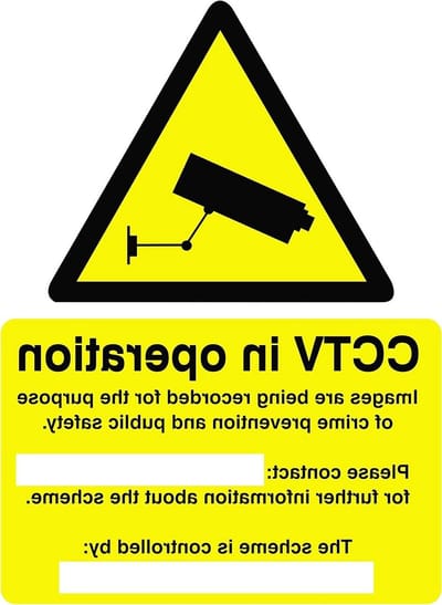 Waarschuwingsbord CCTV - Camerabewaking Bord - Veiligheid Verhogend - Semi Rigid Plastic - 150 x 200 mm - Geel