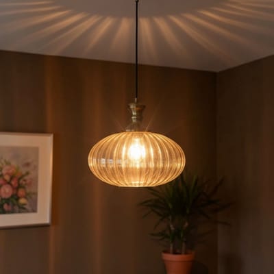 Bamyum Elegant Glazen Enkele Kroonluchter Retro Honingkleur Hanglamp