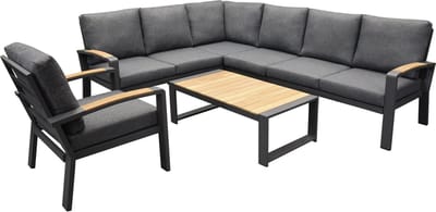 Costa Rica hoek loungeset 6 delig aluminium antraciet