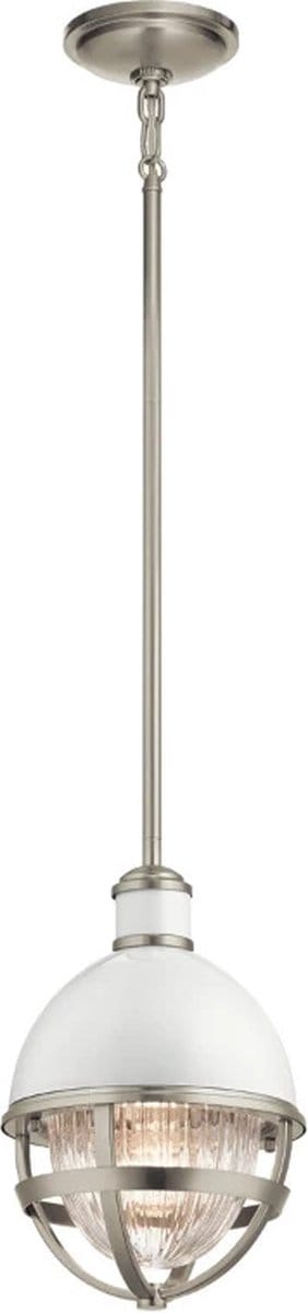 Kichler LED Hanglamp Tollis | 1X E27 Max 40W | Dimbaar | Brushed Nickel & White