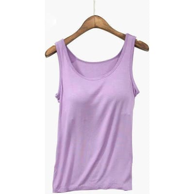 Débardeur d'été décontracté en modal pour femme, grande taille, avec coussinet de poitrine, ample, sans manches 3XL violet
