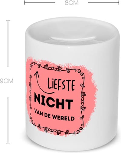 Akyol - liefste nicht van de wereld Spaarpot - Nicht - de liefste nicht - verjaardag - cadeautje voor nicht - kado - geschenk - 350 ML inhoud