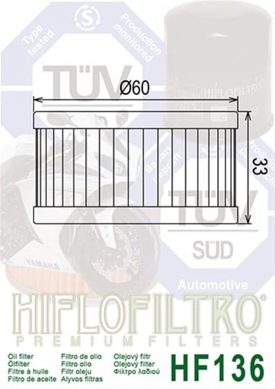 Filtre à huile Hiflofiltro pour Moto Suzuki 250 GN E 1982 à 2000 Neuf