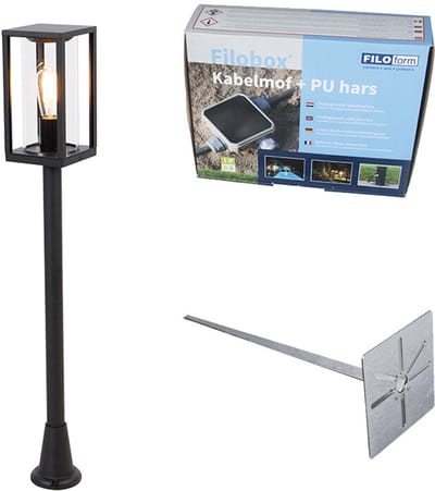 QAZQA charlois - Design Staande Buitenlamp | Staande Lamp voor buiten - 1 lichts - H 100 cm - Zwart - Buitenverlichting
