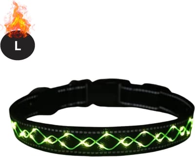 Bovista Lichtgevende Halsband - Verlichte Halsband - Lichtgevend - Hond - Kat - Lampje - Hondenhalsband Led - Oplaadbaar - Groen - L