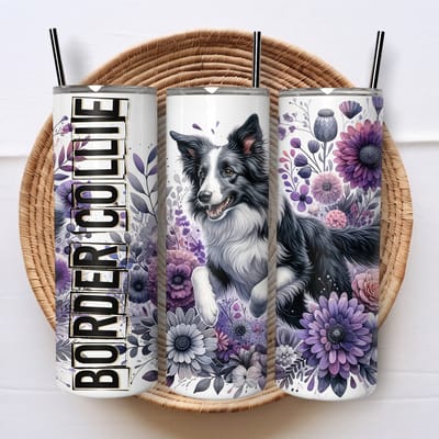 Creasowl® - Border collie Tumbler - Drinkbeker met rietje - Schoolbeker - Travel Mug - Geïsoleerde Roestvrijstalen Drinkbeker Met Deksel - Beker - Drinkbeker Honden - Thermosbeker - Cadeau Huisdier - Waterfles - Drink beker - Drinkfles