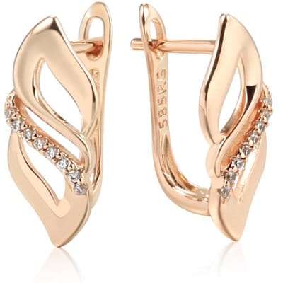 Boucles d'oreilles anglaises brillantes mode couleur or rose avec zircons naturels accessoires bijoux ethniques fins quotidiens pour femmes beige