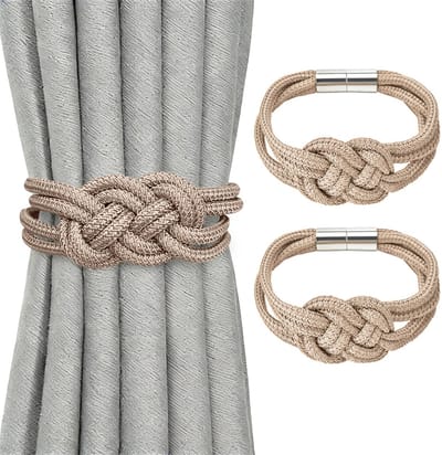 2-pack mini magnetische gordijn strikken - 47 cm lange magnetische gordijn strikken - elegante handgeweven decoratieve gordijnstrikken - geschikt voor gordijnen in huis en op kantoor